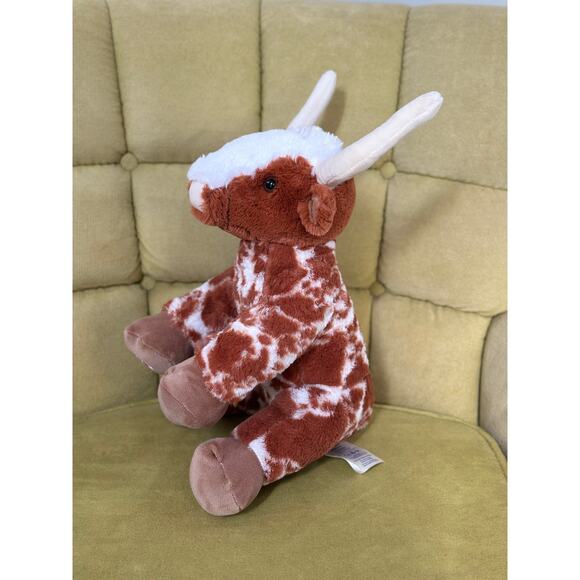 Build-A-Bear Longhorn Steer Bevo Plush Brown White Horned Cow 16” Retired 2023 - Picture 7 of 13